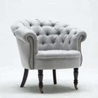 Furniture Wooden Chair Lounge Fabric Armchair Corner Tufted Leisure Accent Single Living Room Sofa