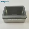 Silver Color Rectangle Metal Tin Box With PVC Clear Window