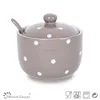 grey with white dots ceramic sugar pot
