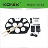 Digital Portable Silicone Electronic Roll-up Drum Pad - Flexible Mat, 9 Drums, Included Drumsticks and Pedals