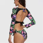 Wholesale Hot Sexi Teen Two Piece Swimwear Open Cup Bikini with Sleeves Custom Sublimated Long Sleeve Swimsuit for women