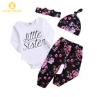 Baby Romper Set Organic Cotton Linen Baby Romper Four-Piece Set Floral Baby Girl Graphic Sports Designer Clothes Grows
