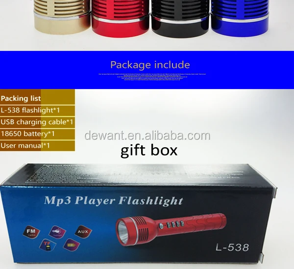portable handheld flashlight tf card mp3 music player led torch with charging usb.jpg