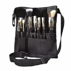 Whole sale factory wood handle high quality22pcs cheap goat hair makeup brush belt cosmetic brush set