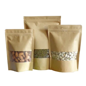 brown kraft paper bag pouches dried food packaging bags zip lock