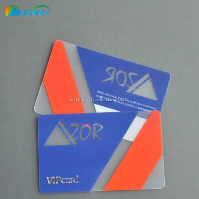 transparent pvc credit card size clear vip discount card