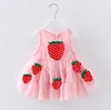 Hot sale Baby summer skirt kids party wear frocks 1 year old baby strawberry girl dress