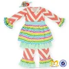 Wholesale Children's Boutique Kids Girls Organic Cotton T-shirt Colorful Dress Matching Ruffle Stripe Clothes layered outfits