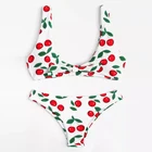 2018 New Fashion sexy girl swimwear cherry print bikini seamless biquini