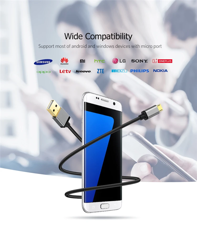 Hot Sale Custom Braided USB Cable Premium QC3.0 2.4A Fast Charger Sync Data USB C Cable For Android Micro USB Cable - ANKUX.COM