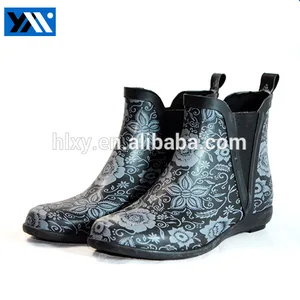 factory directly sell women print vintage ankle rubber rain