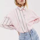 OEM high quality Customized logo long sleeve unisex mixed striped 100% cotton casual shirts