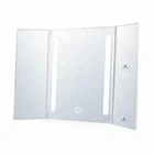 Square LED Tri-fold makeup mirror with a easel stand and 5X/7X magnification mirror