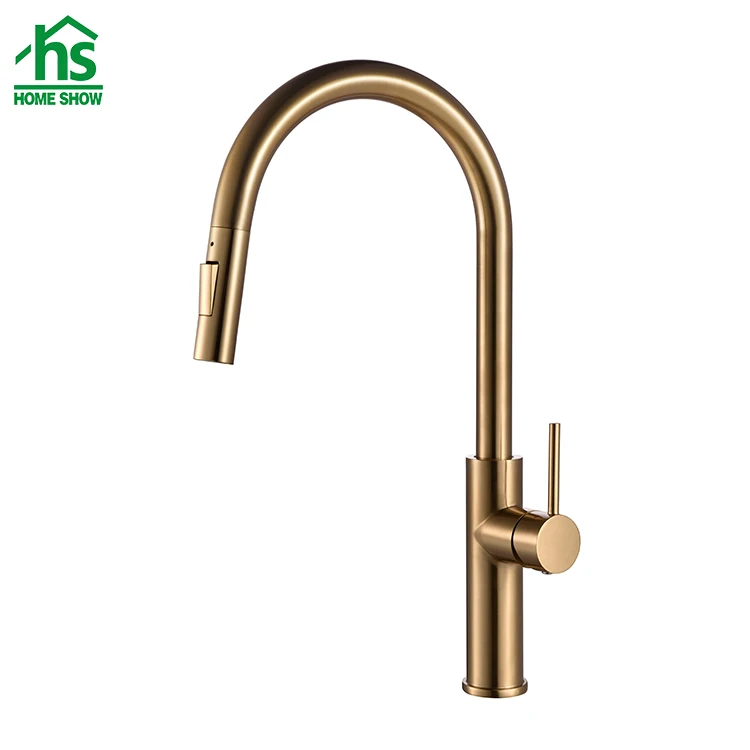 Gold Color Pull Out Kitchen Faucet C031413