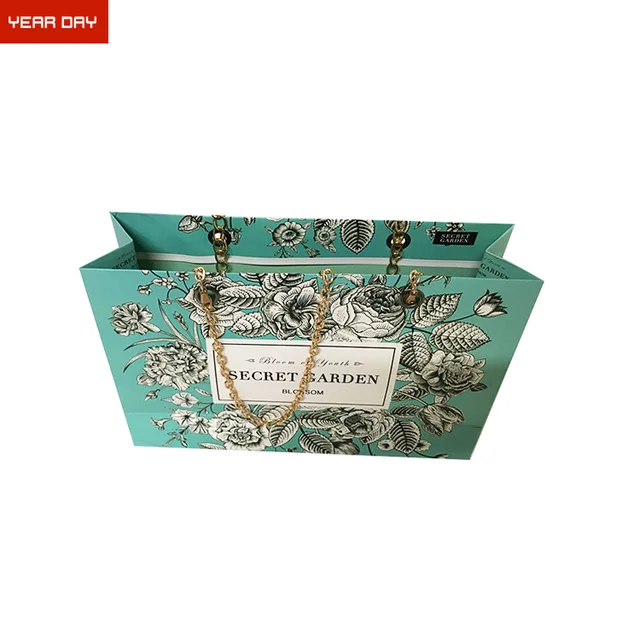 flower design blue clothes packing paper bag