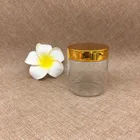 200ml transparent round plastic PET cream jar with gold cap