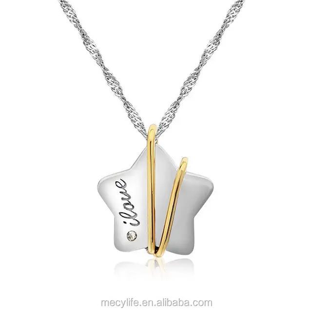 star charms stainless steel love zircon women jewelry necklace