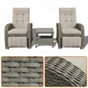 Patio Sofa Furniture Set Garden Recliner 3pcs Wicker Outdoor Lounge chair rattan and table