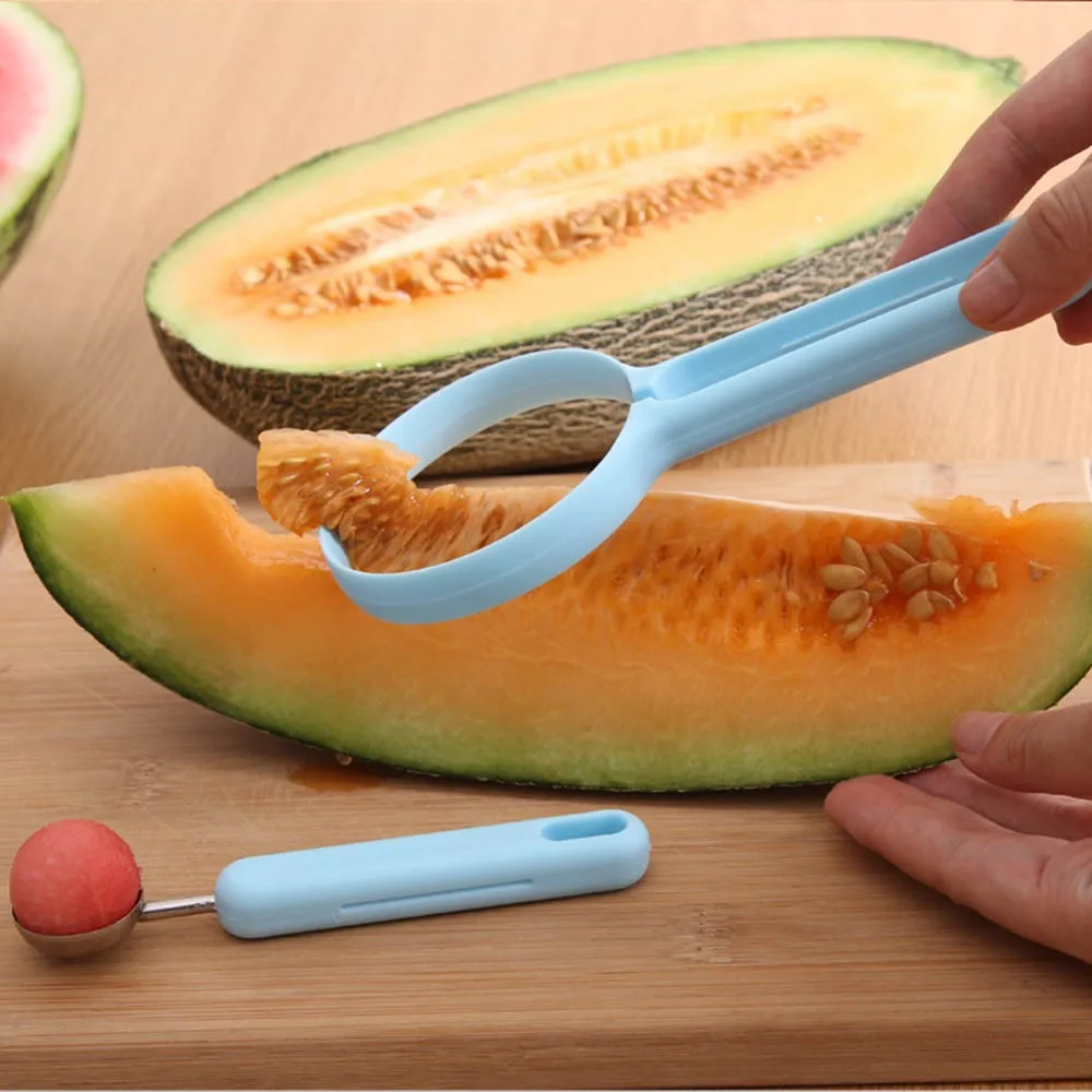 2 In 1 Fruit Set Melon Scoop Baller Peeler+Spoon Random Plastic Fruit & Vegetable Watermelon Tomato Kitchen Cooking Tools KC1014
