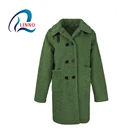 OEM service breathable knitted streetwear army green long fur coats for ladies
