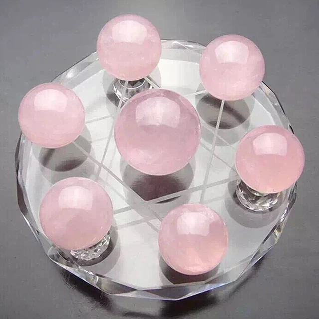 iceland spar balls of seven array rose quartz crystal spheres