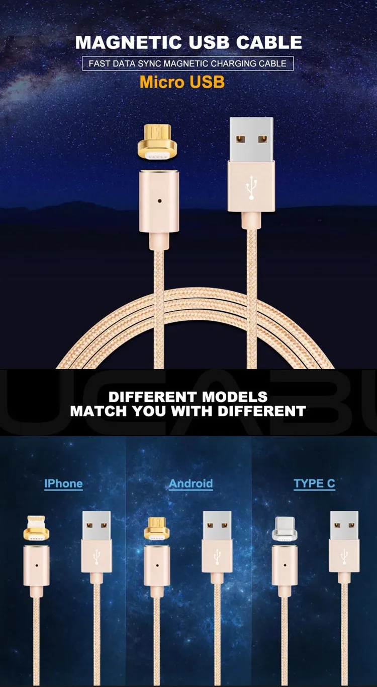 1.2M Black Nylon Braided Usb Fast Charger 3 In 1 Usb Cable FLOVEME Magnetic Charging Mobile Phone Cable - ANKUX.COM