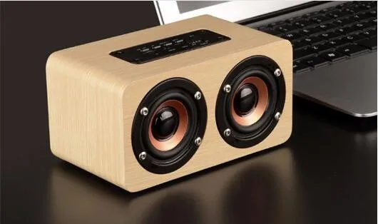 Dual-horn Wooden Wireless Portable Speaker With Bass Music Sound Intelligent Calls Handsfree TF Card Aux Mode - ANKUX.COM