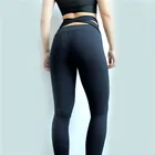 Funky Black High Waisted Moisture Wicking Back Cross Strap Workout Leggings Gym Wear Woman Fitness