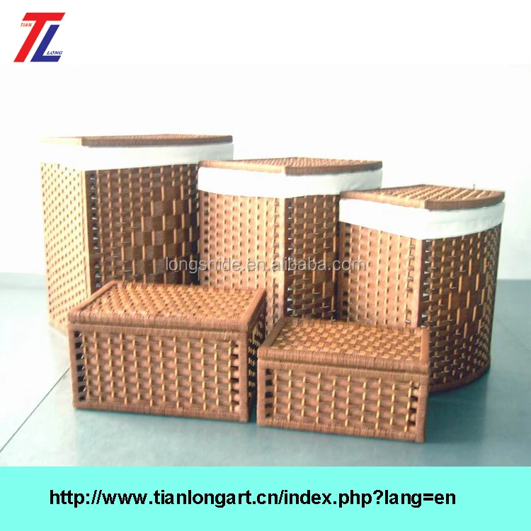 custom household essentials hand-woven paper rope basket with