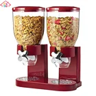 Double Food Dispenser Cereal Nut Rice Candy Dry Storage Container Kitchen Red