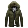 Man Running Grey White Canada Japanese Duck Goose Down Jacket Coat Parka Clothes Men With Detachable Fur Hood
