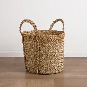 woven compartment laundry storage basket bin with handle