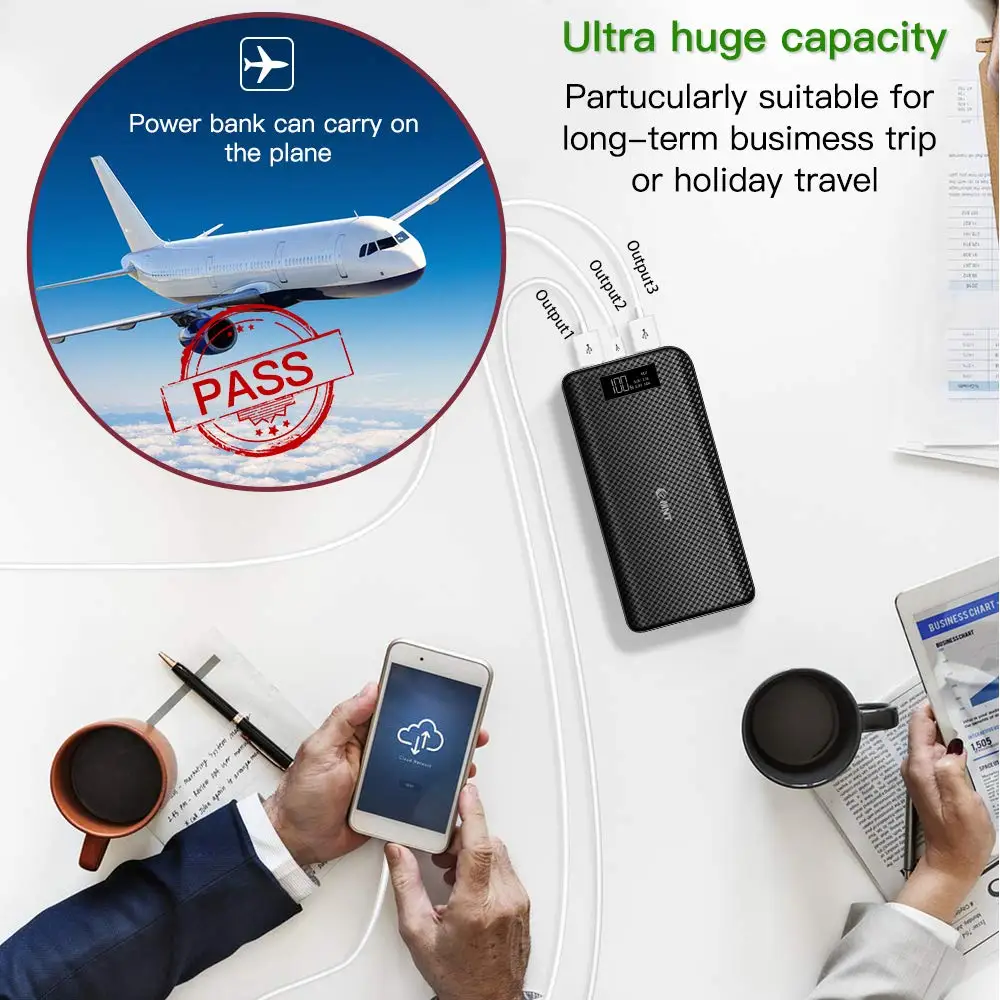 New product power bank 20000mah fast charging power banks zmnt PD 18W powerbank built-in 2 charging cables Settpower PB165 - ANKUX.COM