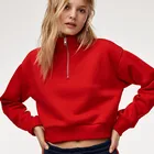 Sweater Crop gym running 100% cotton women's cropped top quarter-zip hoodies