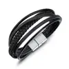 Casual Design Stainless Steel Clasp Custom Braided Leather Bracelet For Men