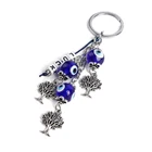 XUSHI Sliver Metal tree blue evil eye Pendant Keychain key19S036