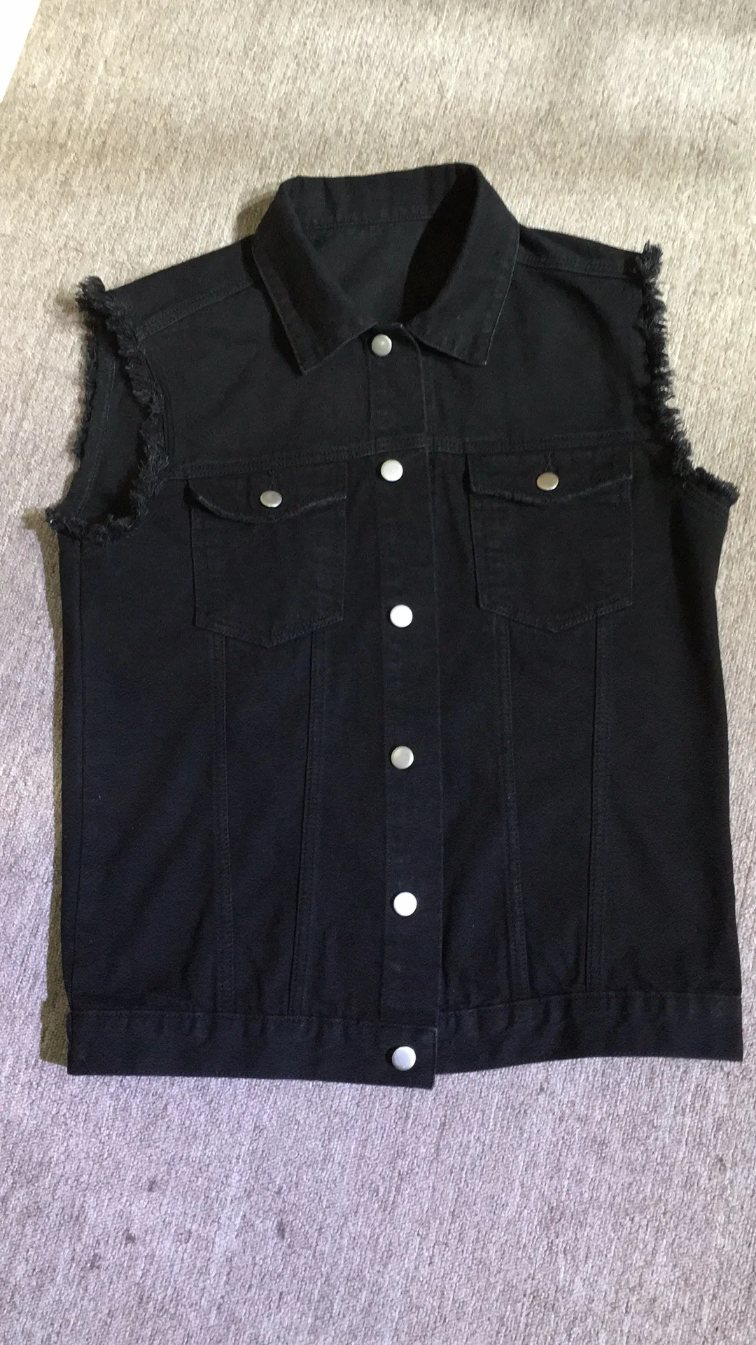 Fashion Custom Hot Sales Embroidery Jackets Black Sleeveless Plus Size Print Denim Vest Jacket Men