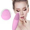 Massage+Cleaning 2 in 1 Electric Sonic Silicone facial cleansing brush Warm vibrating Face cleaner