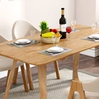 Jasiway minimalist rectangular dining table burlywood dinner table in natural finish with 2 chairs
