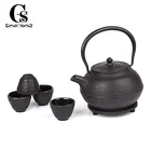 Japanese Style Cast Iron Pot Tea Set With Trivet And Cups