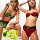 Women Brazilian Sexy Bikini 2019 Checkered Printed Swimwear Women Bikini Push Up Square Collar Tankini Swimsuits Women