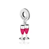CKK Celebration Cheers Wine Goblet Cups Silver Beads for Chain Bracelets Red Enamel Floating Dangle Charms for Jewelry Making