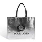 high quality sewing silver tnt non woven fabric tote carrier shopping packaging bag for fashion shop