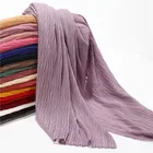 Women crumple heavy bubble chiffon hijab scarf crinkled shawls pleat headband hijab