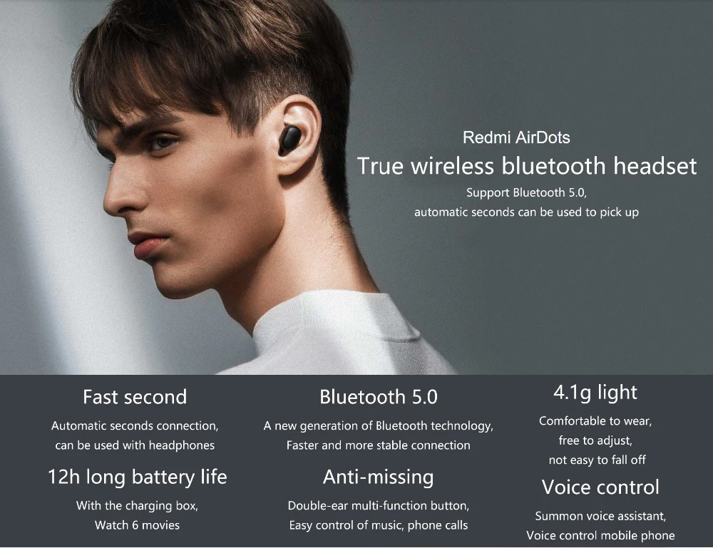 Original Redmi AirDots True Wireless Bluetooth 5.0 Mi Earbuds Earphone Headphone With Charging Case - ANKUX.COM