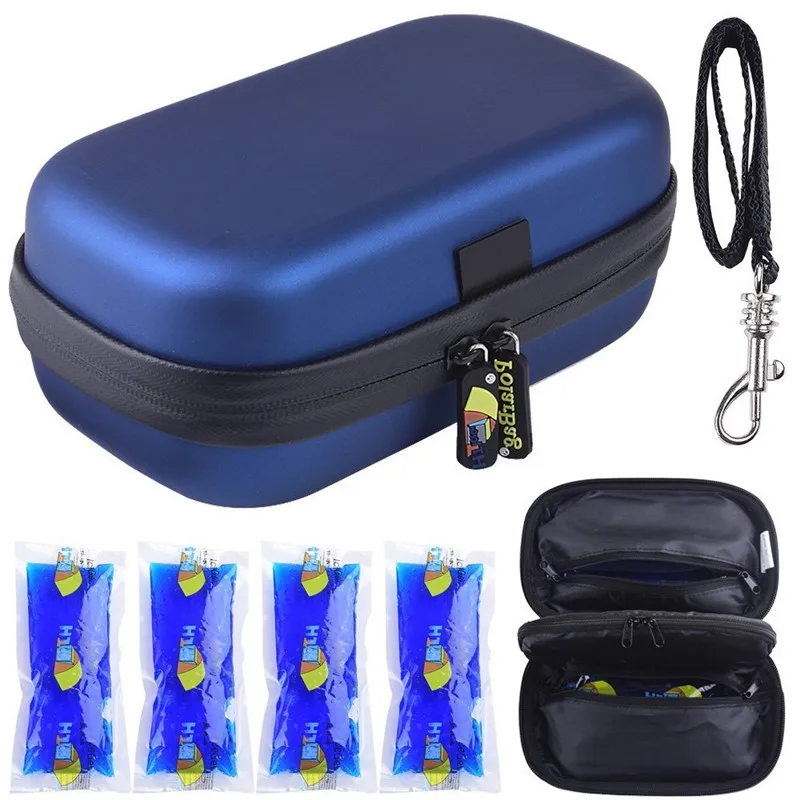 Dasing Enfriador de Insulina Estuche de Viaje Organizador de Medicamentos para la Diabetes Cooler Bag Impermeable y Forro de Aislamiento Azul Marino
