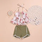 Summer cute cotton apparel lace kids clothing girl clothes set
