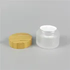 Most Popular Round Eco- Friendly 30g 50g Real Bamboo Cosmetic Cream Jar With Frosted Glass Body