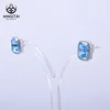 Hot sale Natural Blue topaz bridal charm earring, cubic zirconia stud earrings for women