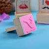 Handcrafts Rubber Stamps Wood with handle ,Cute Natural Wooden Kids Toys Stamps